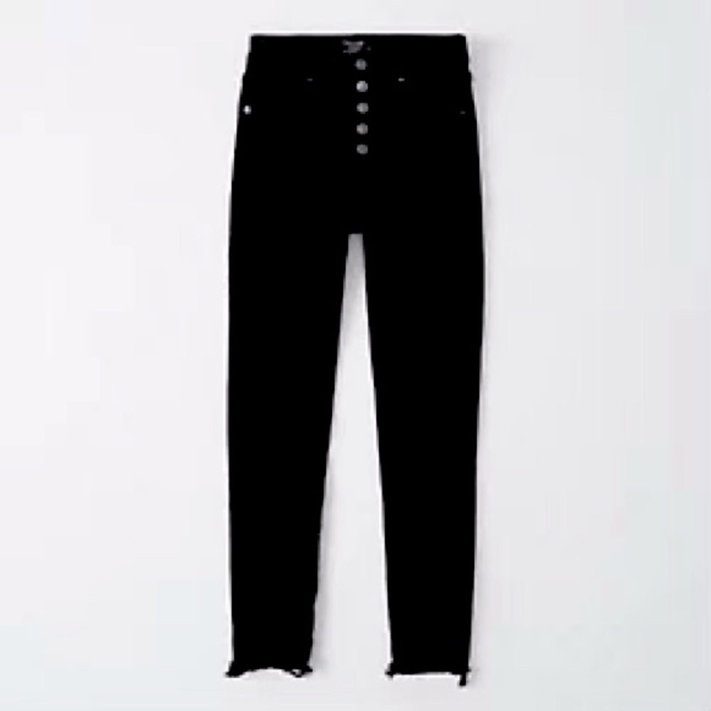 Abercrombie & Fitch High Rise Super Skinny Ankle Black  Jeans with Button Front